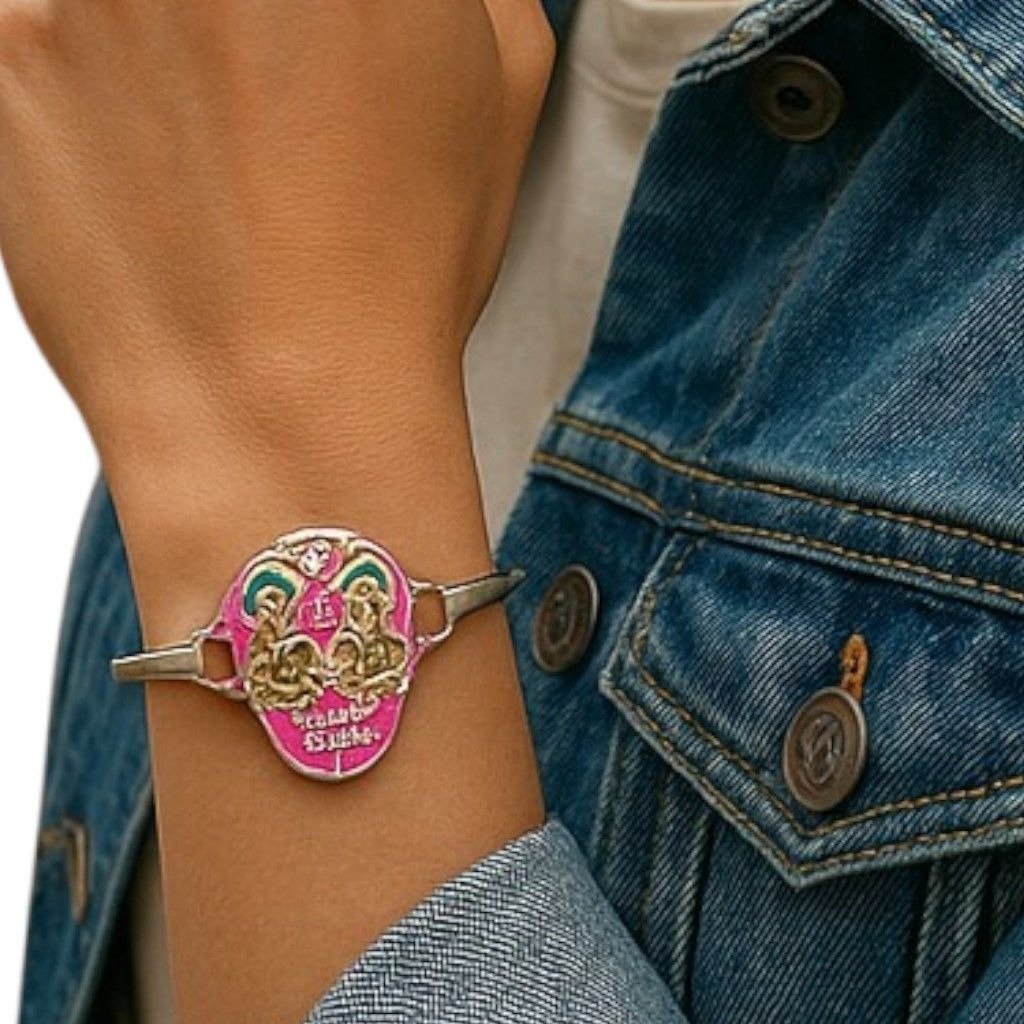 Icon Collection Sugar Skull Enamel Bracelet Pink